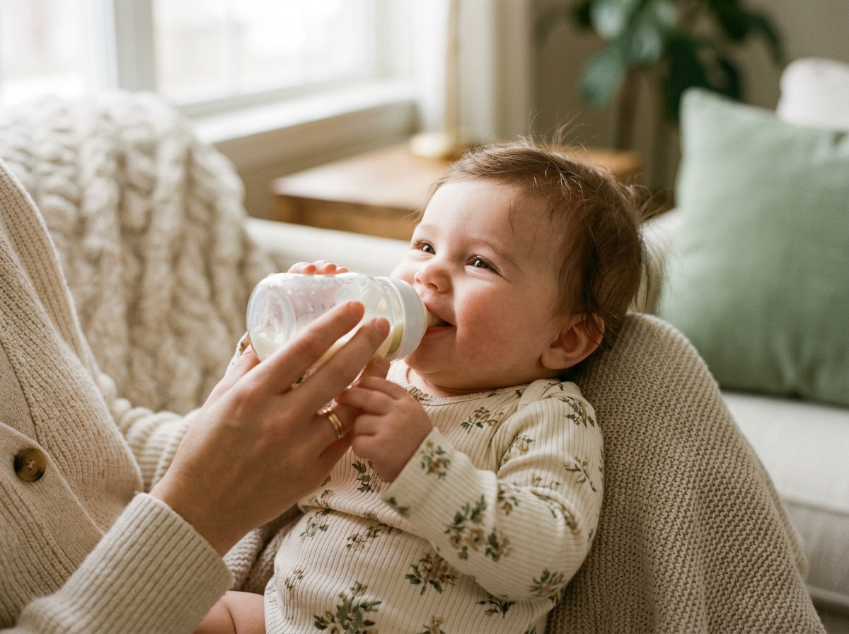 Baby feeding from bottle